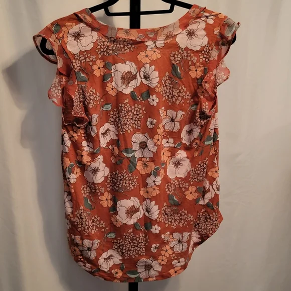 Lucky Brand Orange Floral Women's Top, Size Medium NWT - Picture 2 of 6